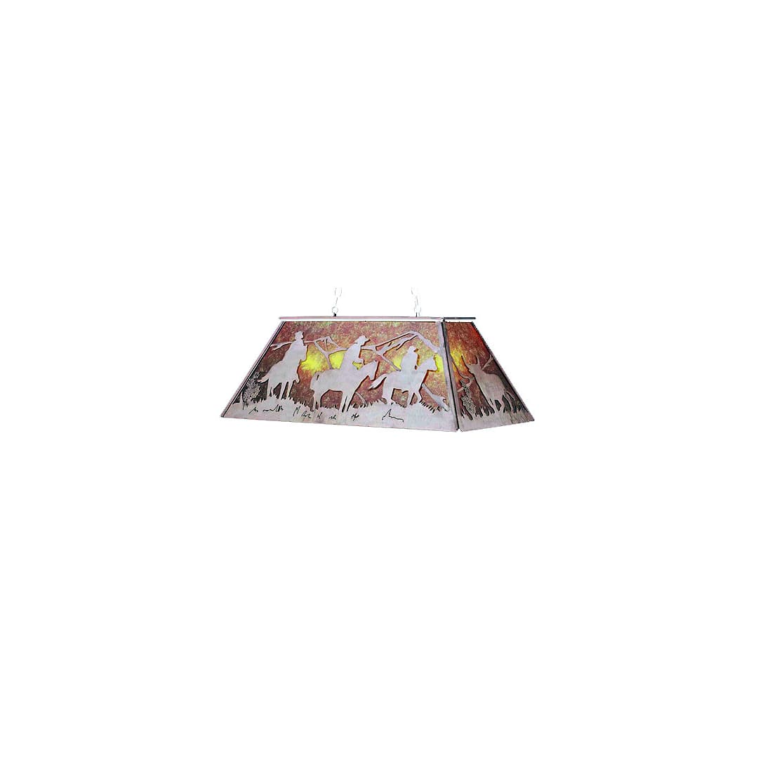 Rustlers 9 Light 17" Wide Linear Chandelier with Brown Glass Shade