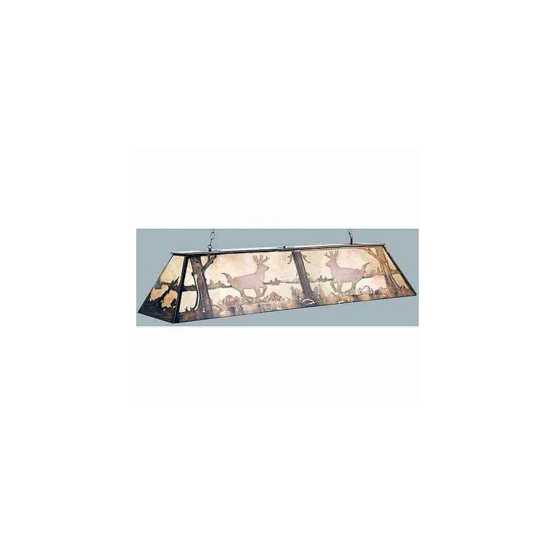 Deer at Lake 9 Light 60" Wide Linear Chandelier with Silver Mica Shade