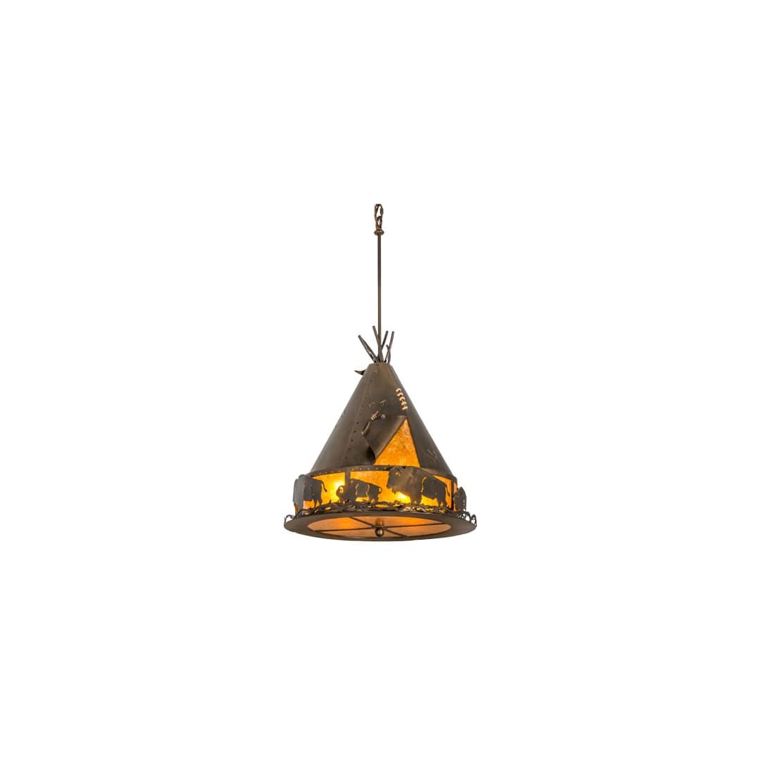 Teepee w/ Buffalo 4 Light 20" Wide Pendant