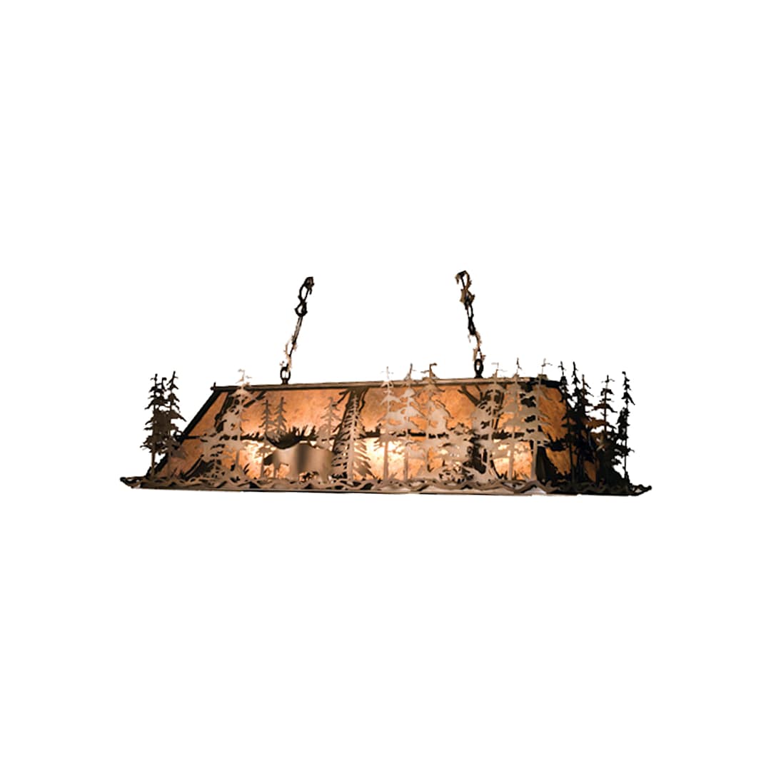 Moose at Dusk 12 Light 72" Wide Billiard Chandelier with Silver Mica Shade