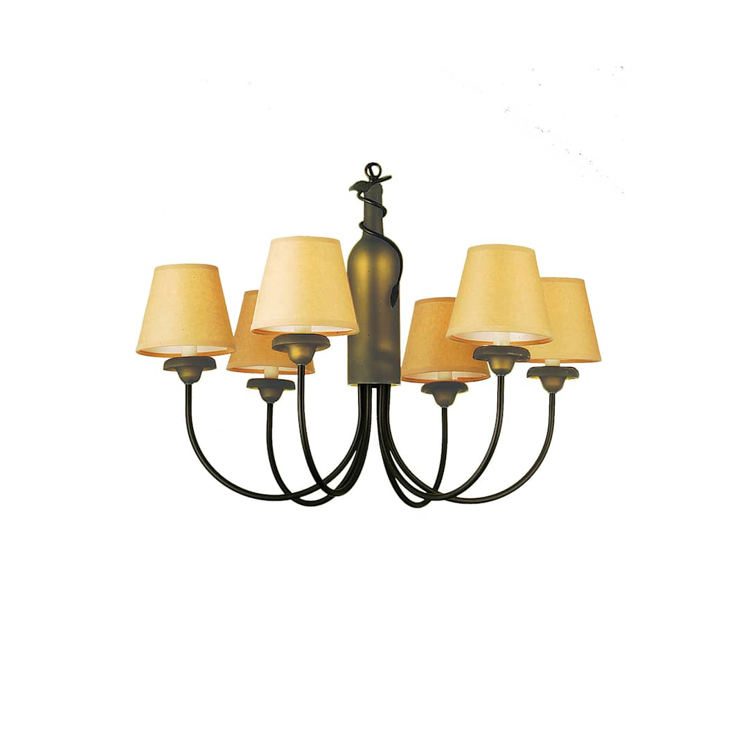 Tuscan Vineyard 6 Light 26" Wide Chandelier with Cream Fabric Shade