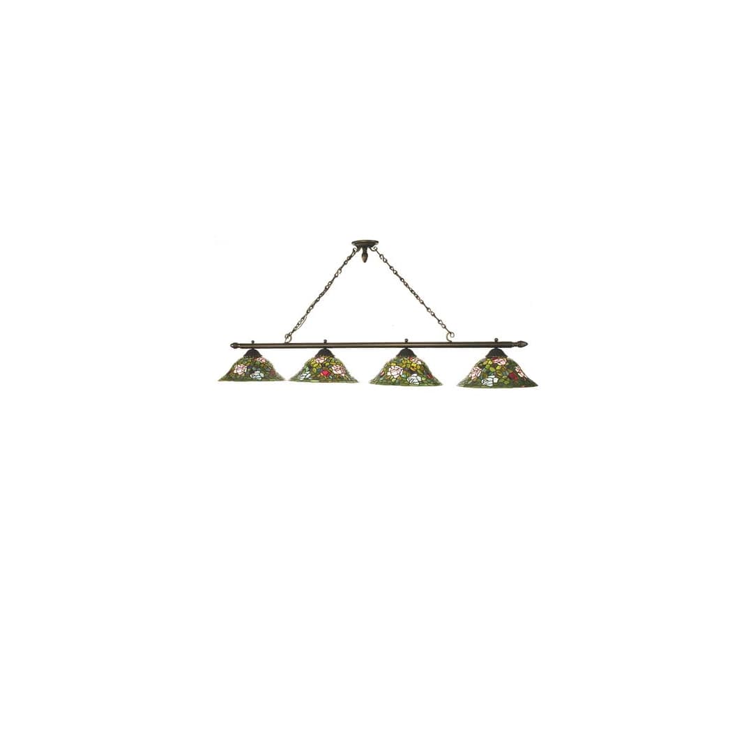 Long Tiffany Rosebush 4 Light 16" Wide Linear Pendant