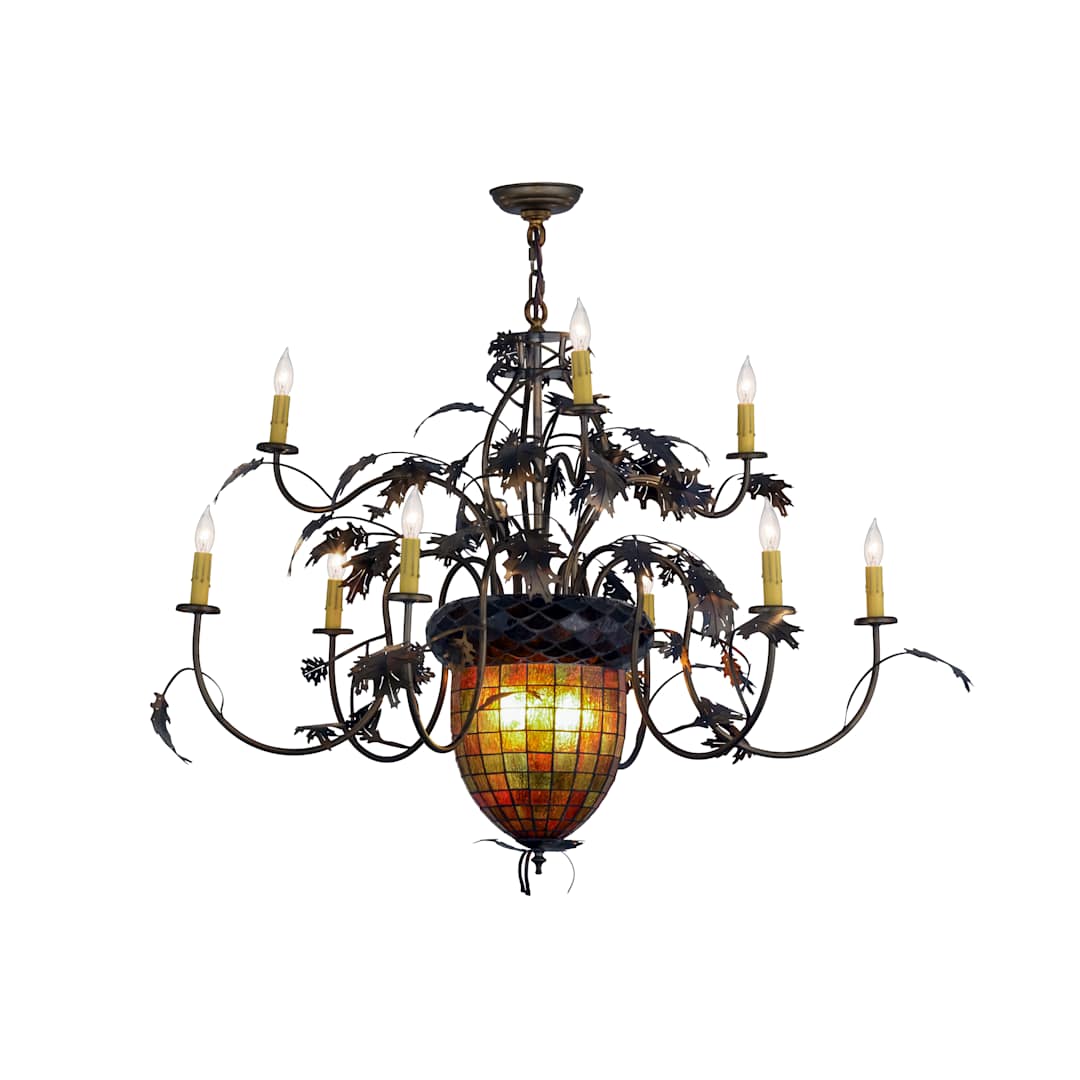 Greenbriar Oak 9 Light 39" Wide Taper Candle Chandelier