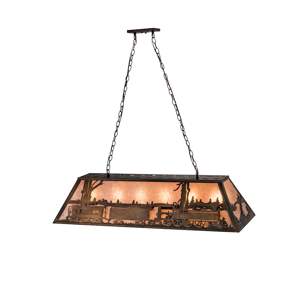 Train 9 Light 48" Wide Billiard Chandelier with Silver Mica Shade