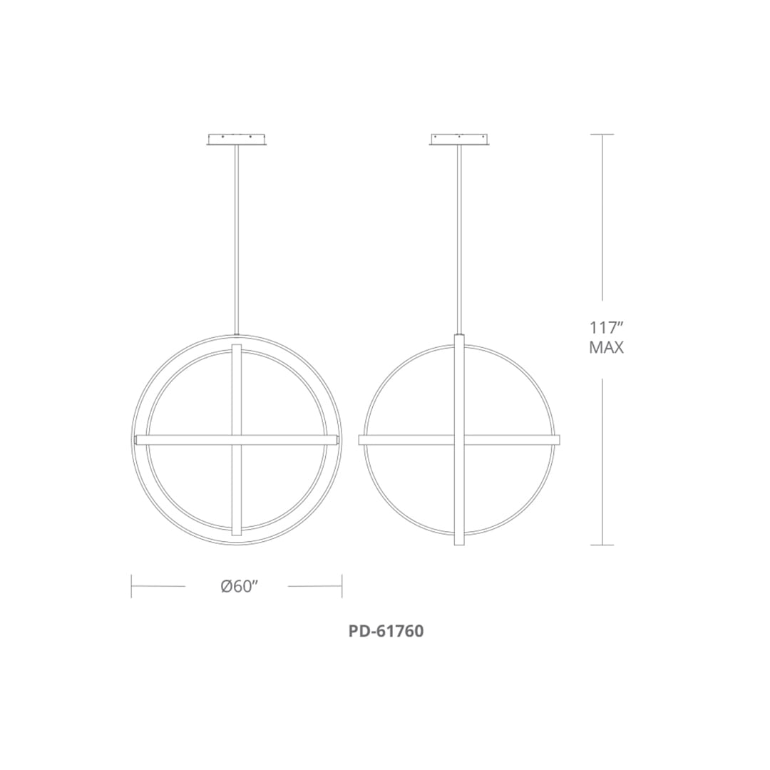 Kinetic 5 Light 60" Wide Integrated LED Globe Chandelier