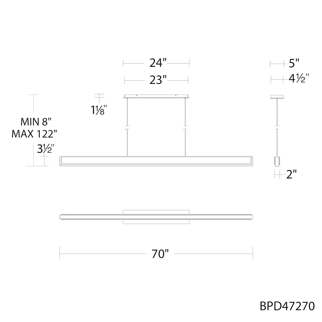 Mystique 70" Wide LED Crystal Linear Pendant