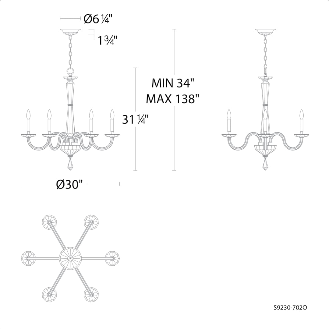 Habsburg 6 Light 30" Wide Taper Candle Style Chandelier