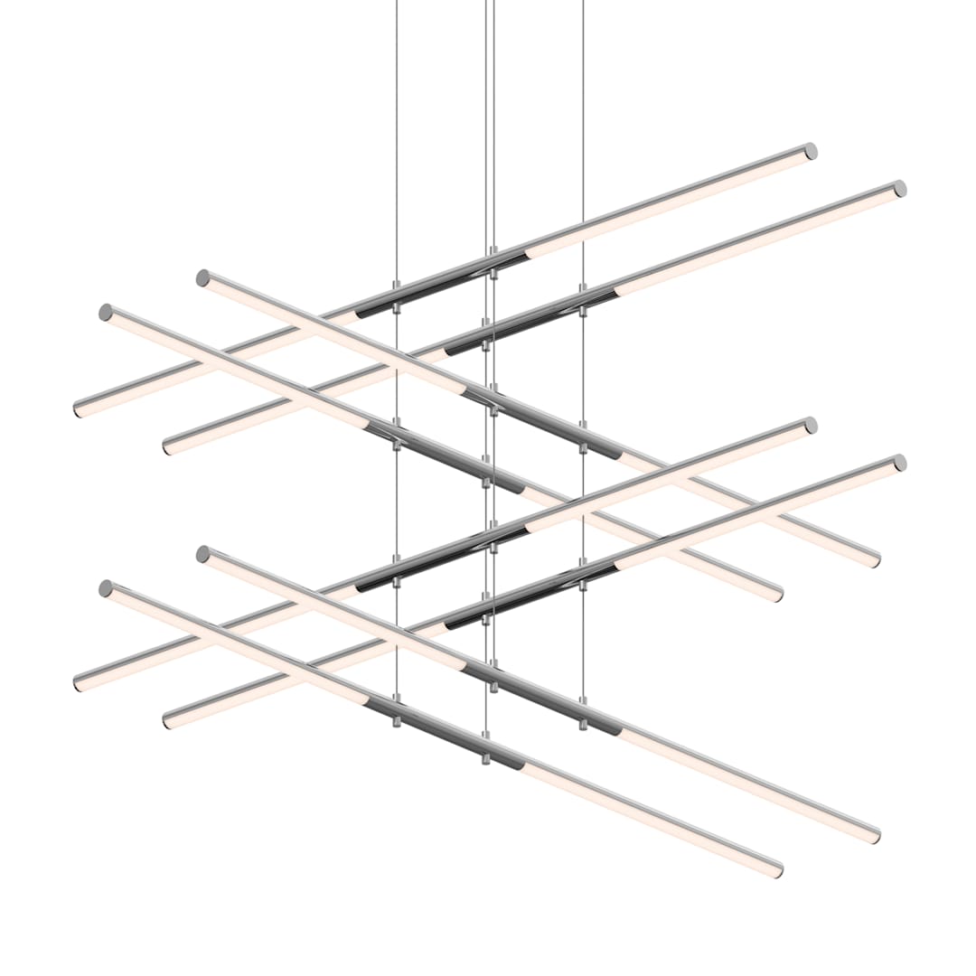 Tik-Tak 47-1/2" Wide LED Four Tier Linear Chandelier with Optical Acrylic Shades