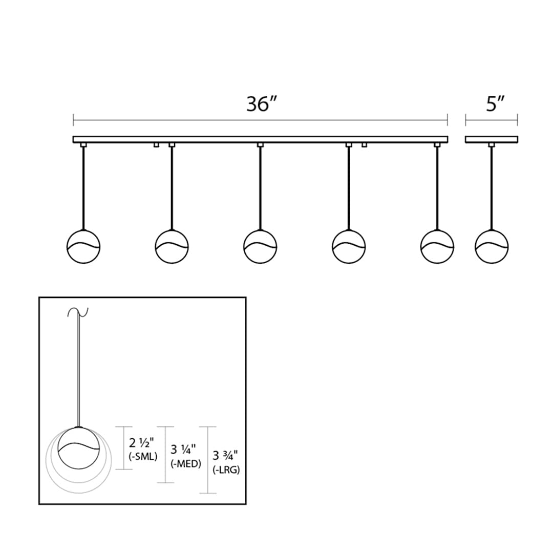 Grapes 5 Light 37" Wide LED Suspension Linear Pendant