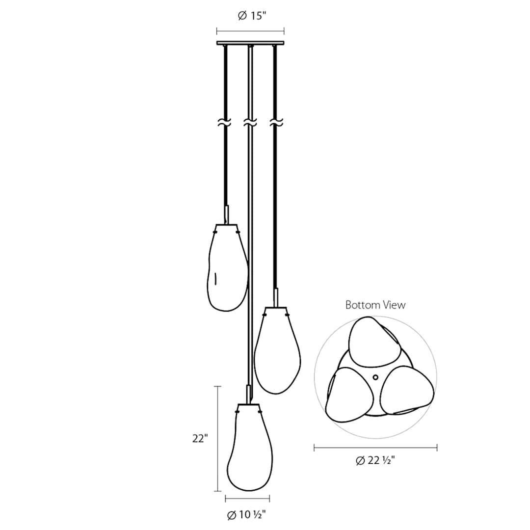 Liquid 3 Light 22-1/2" Wide Full Sized Pendant