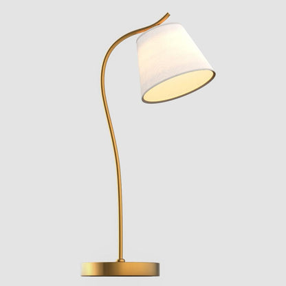 Metal Gooseneck Desk Lamp with Cone Fabric Shade for Bedside and Office Use
