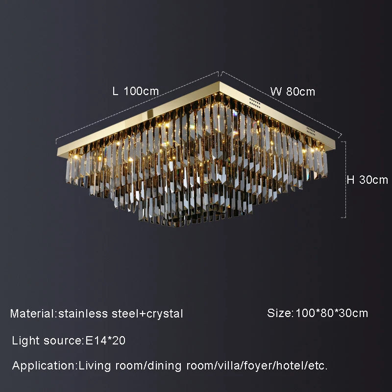 Gio Smoke Grey Crystal Ceiling Chandelier
