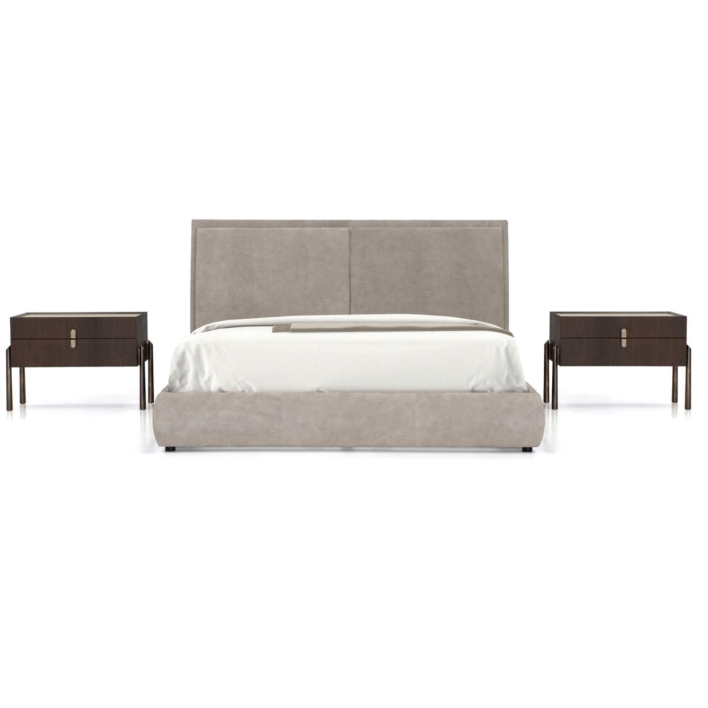 Stay King Bed - Beige Leather
