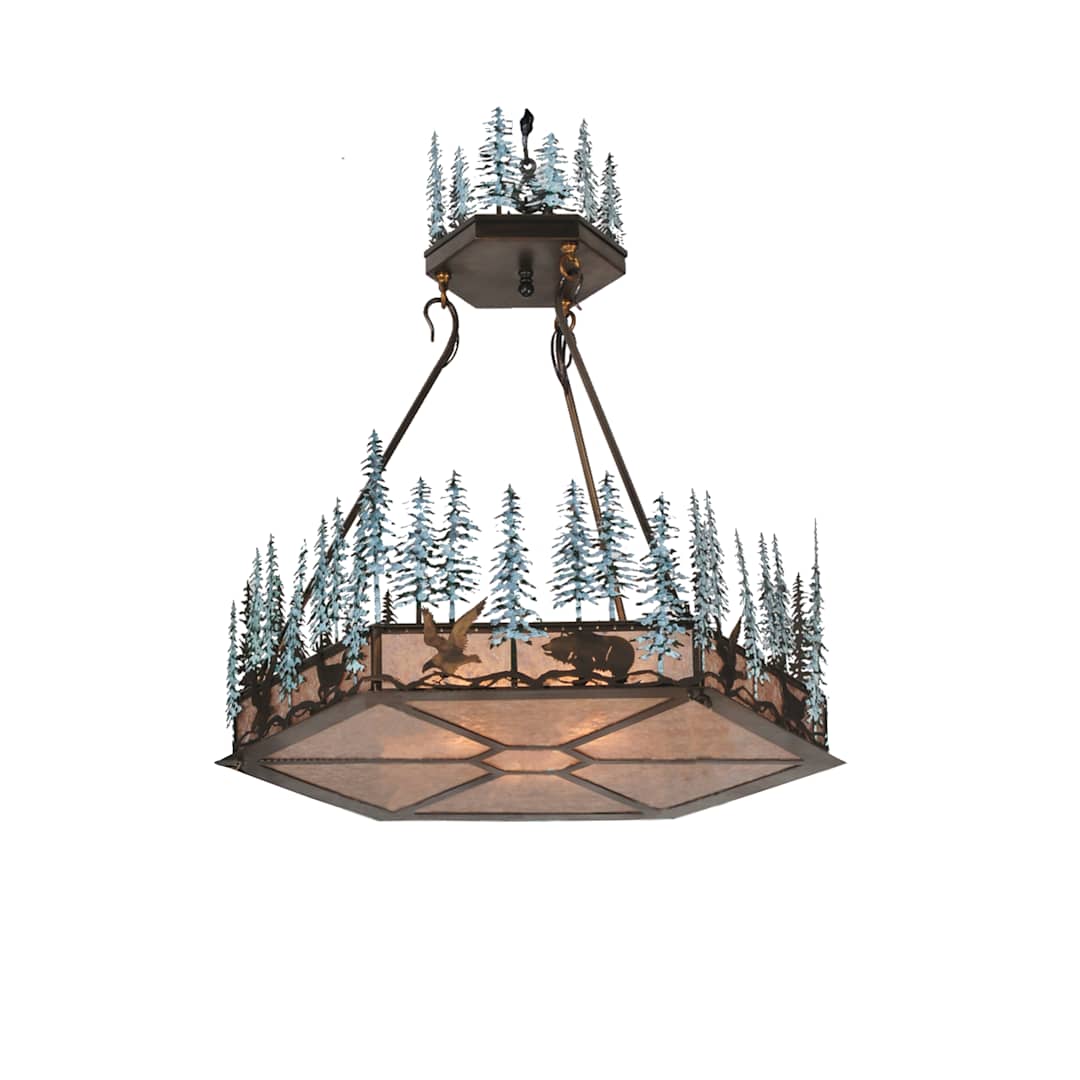 3 Light 37" Wide Pendant with Handmade Shade