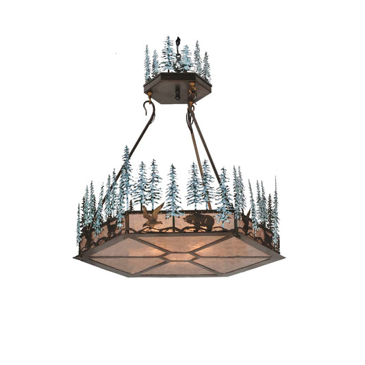 3 Light 37" Wide Pendant with Handmade Shade