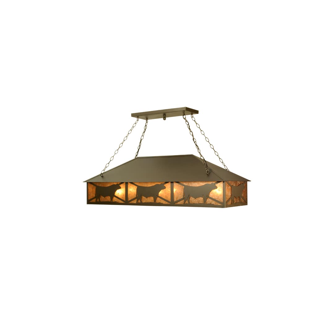 Nine Light Down Lighting Oblong Island / Billiard Fixture from the Steer Collection