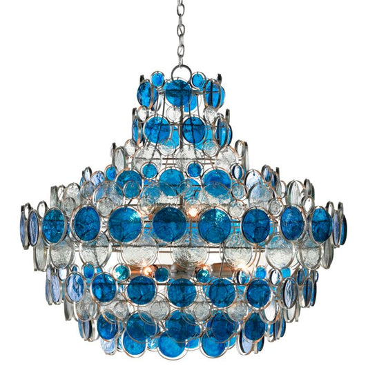 Galahad 12-Light 1Chandelier in Contemporary Silver Leaf with Painted Silver with Blue