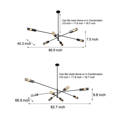 Industrial Sputnik Chandelier - Copper Linear Pendant Lights (6/8-Light)