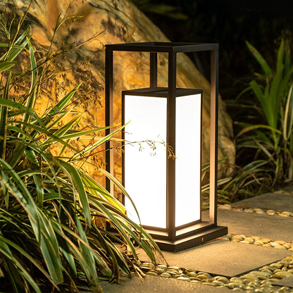 Outdoor Waterproof LED Black Modern Solar Fence Post Lights Pillar Lamp