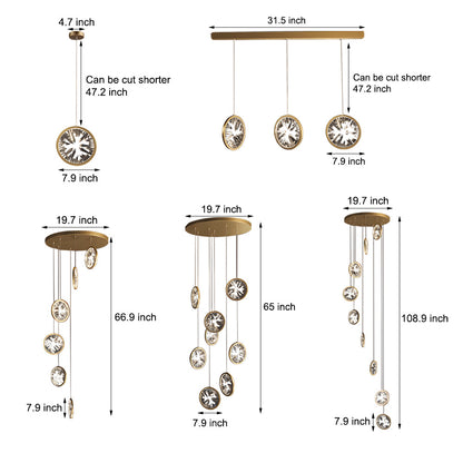 Gold Crystal Staircase Chandelier