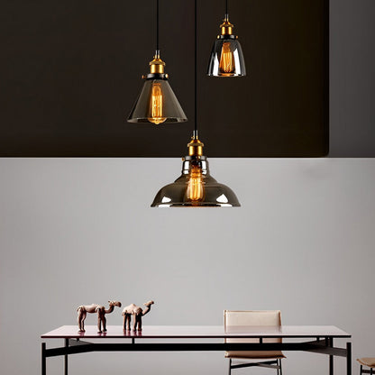 Retro Creative Glass Electroplated Smoke Gray Industrial Pendant Lamp
