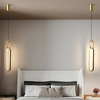 Minimalist Long Oval Rings 3 Step Dimming LED Copper Modern Pendant Lights