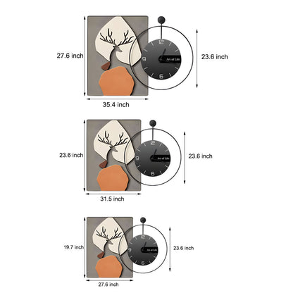 Geometric Silent Wall Clock Canvas Painting Wall Art Decor