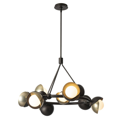 Brooklyn 9-Light Double Shade Ring Pendant 9-Light Modern Brass Accent Opal Glass (GG) in Oil Rubbed Bronze