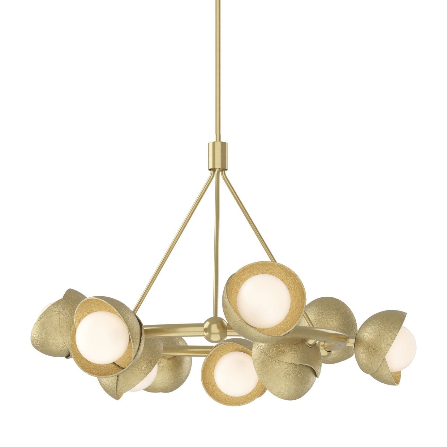 Brooklyn 9-Light Double Shade Ring Pendant 9-Light Modern Brass Accent Opal Glass (GG) in Modern Brass
