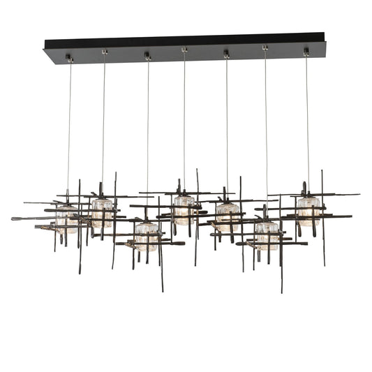 Tura 7-Light Seeded Glass Pendant 7-Light Seeded Clear Glass (II) in Dark Smoke