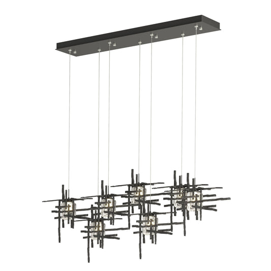 Tura 7-Light Seeded Glass Pendant 7-Light Seeded Clear Glass (II) in Black