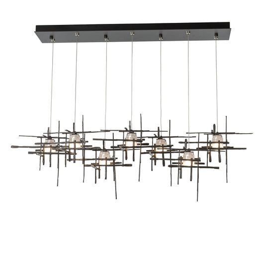 Tura 7-Light Frosted Glass Pendant 7-Light Cast Glass (YC) in Dark Smoke