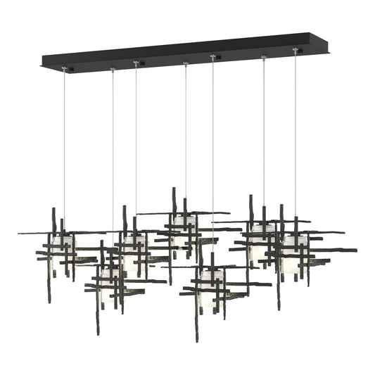 Tura 7-Light Frosted Glass Pendant 7-Light Cast Glass (YC) in Black