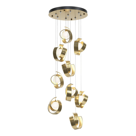 Riza 9-Light Pendant 9-Light Opal Glass (GG) in Modern Brass