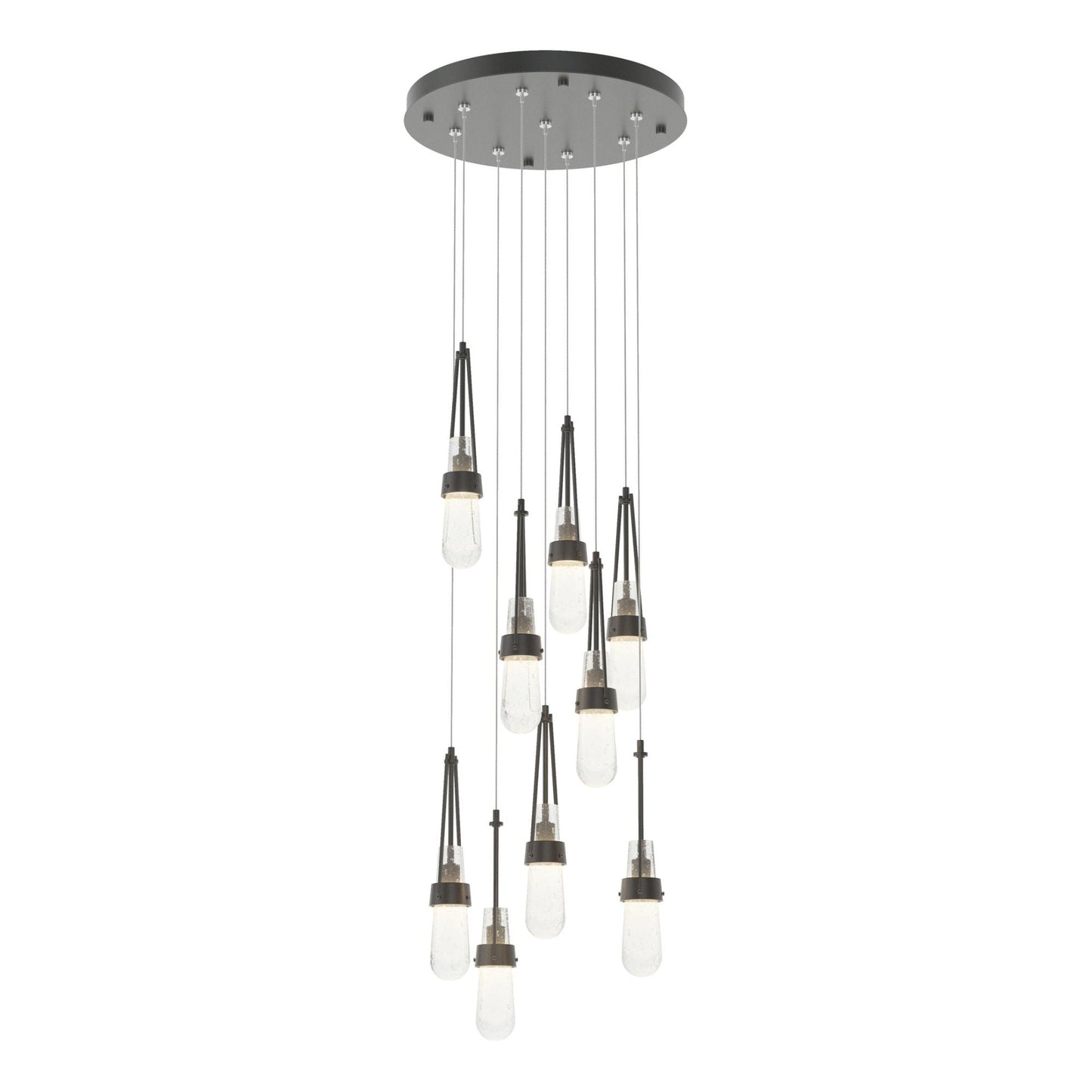 Link 9-Light Blown Glass Pendant 9-Light Clear Bubble Glass (YG) in Black