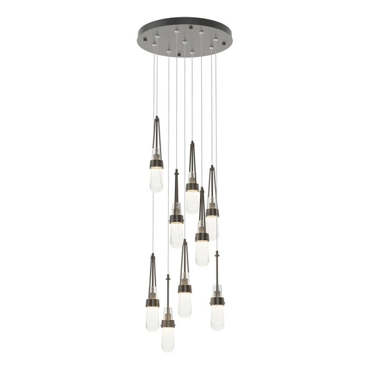 Link 9-Light Blown Glass Pendant 9-Light Clear Bubble Glass (YG) in Oil Rubbed Bronze