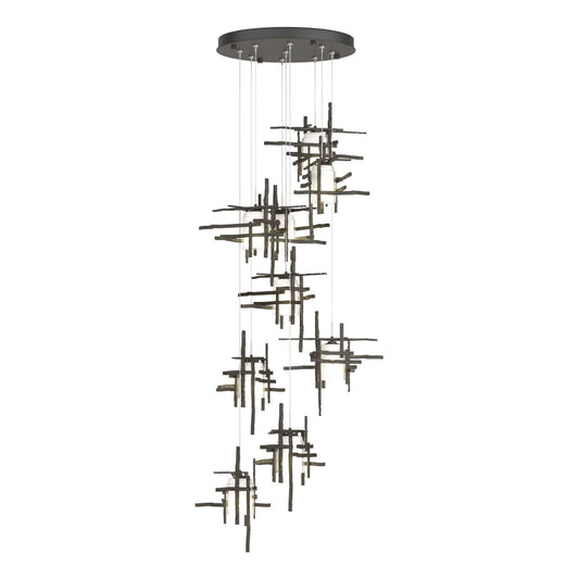 Tura 9-Light Frosted Glass Pendant 9-Light Cast Glass (YC) in Dark Smoke
