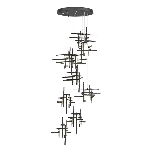 Tura 9-Light Frosted Glass Pendant 9-Light Cast Glass (YC) in Black
