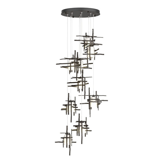 Tura 9-Light Frosted Glass Pendant 9-Light Cast Glass (YC) in Oil Rubbed Bronze