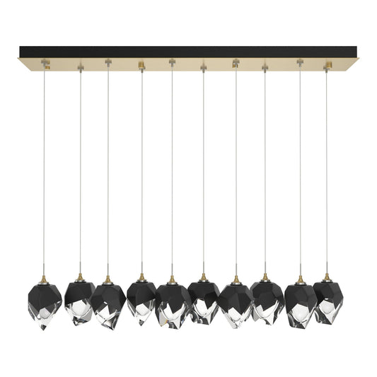 Chrysalis 10-Light Small Crystal Pendant 10-Light Black Crystal (BP) in Modern Brass