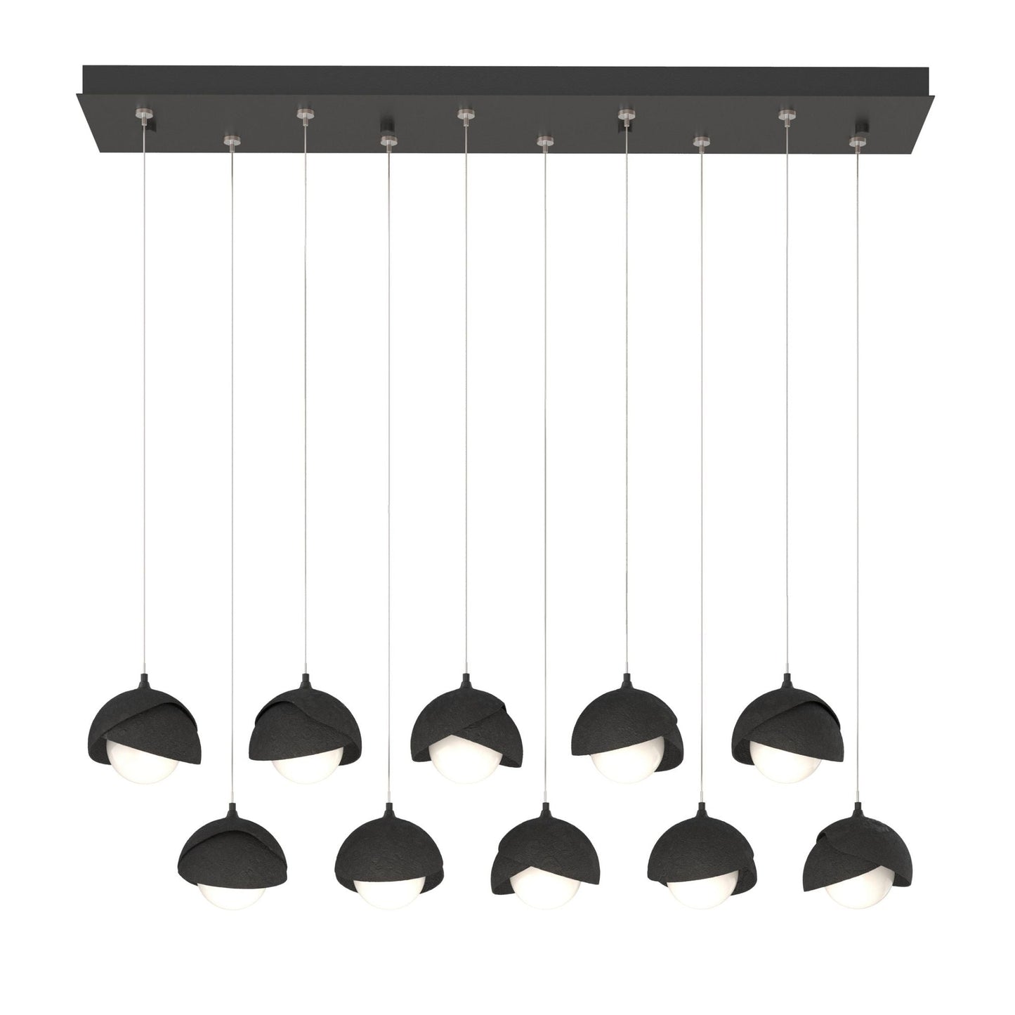 Brooklyn 10-Light Double Shade Pendant 10-Light Black Accent Opal Glass (GG) in Black