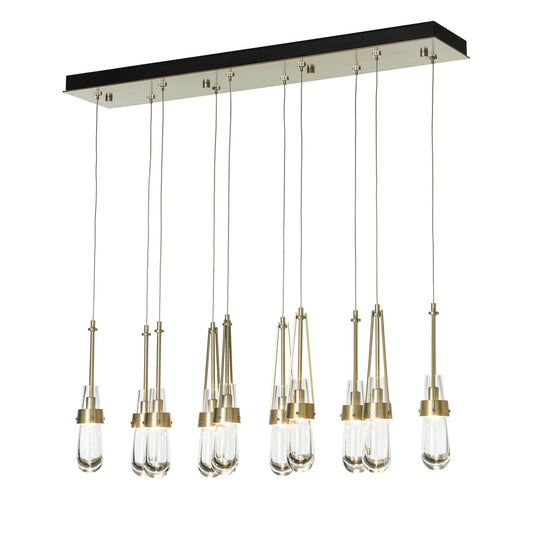 Link 10-Light Clear Glass Pendant 10-Light Clear Glass (ZM) in Modern Brass