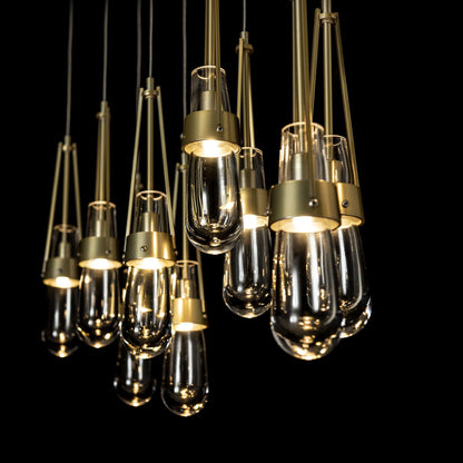 Link 10-Light Clear Glass Pendant 10-Light Clear Glass (ZM) in Modern Brass