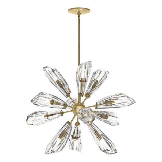 Luma 12-Light Starburst Pendant 12-Light Crystal in Modern Brass