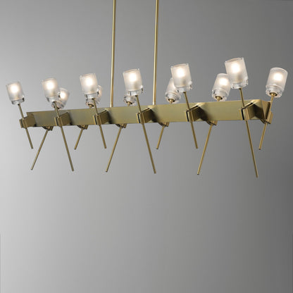 Echo 12-Light Linear Pendant 12-Light Cast Glass (YC) in Modern Brass