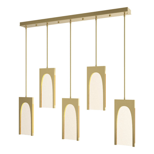 Cypress 5-Light Pendant LED Seeded Clear Glass (II) in Modern Brass