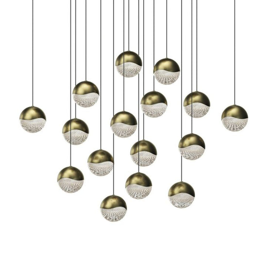 Grapes 16-Light LED Pendant in Brass Finish