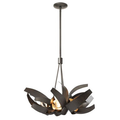 Corona Brass Accent Pendant 6-Light Brass Clear Glass with Frosted Diffuser (YE) in Dark Smoke