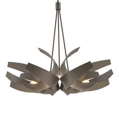 Corona Large Pendant 6-Light Clear Glass with Frosted Diffuser (YE) in Dark Smoke