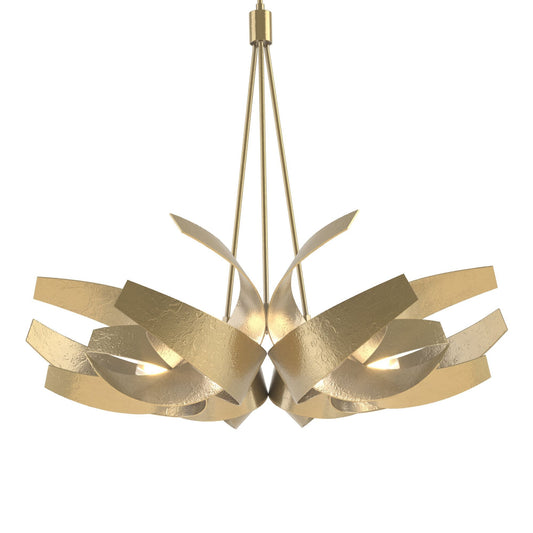 Corona Large Pendant 6-Light Clear Glass with Frosted Diffuser (YE) in Modern Brass